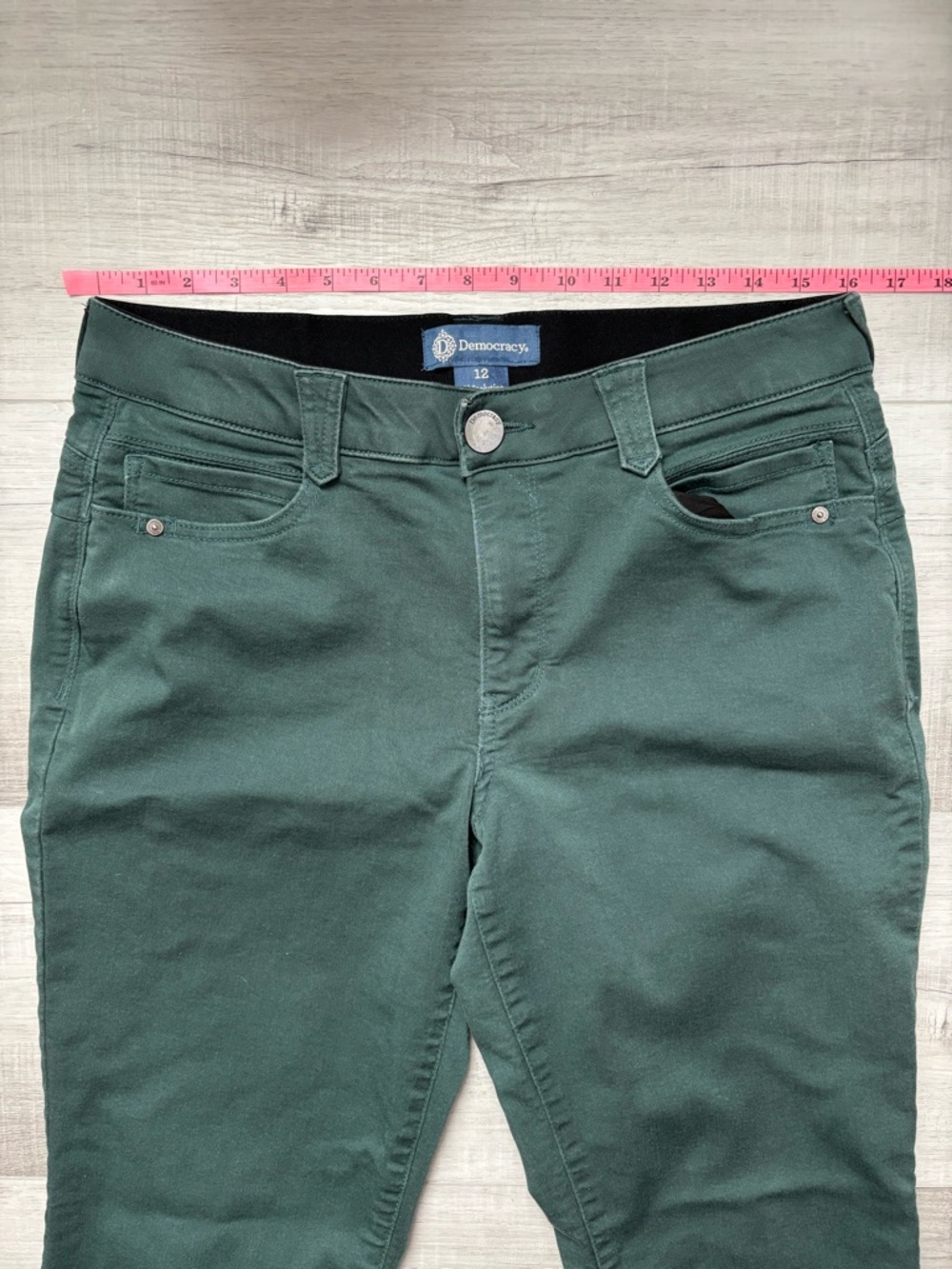 Democracy Absolution Green Straight Leg Pants Size 12 Stretch - Picture 4 of 8